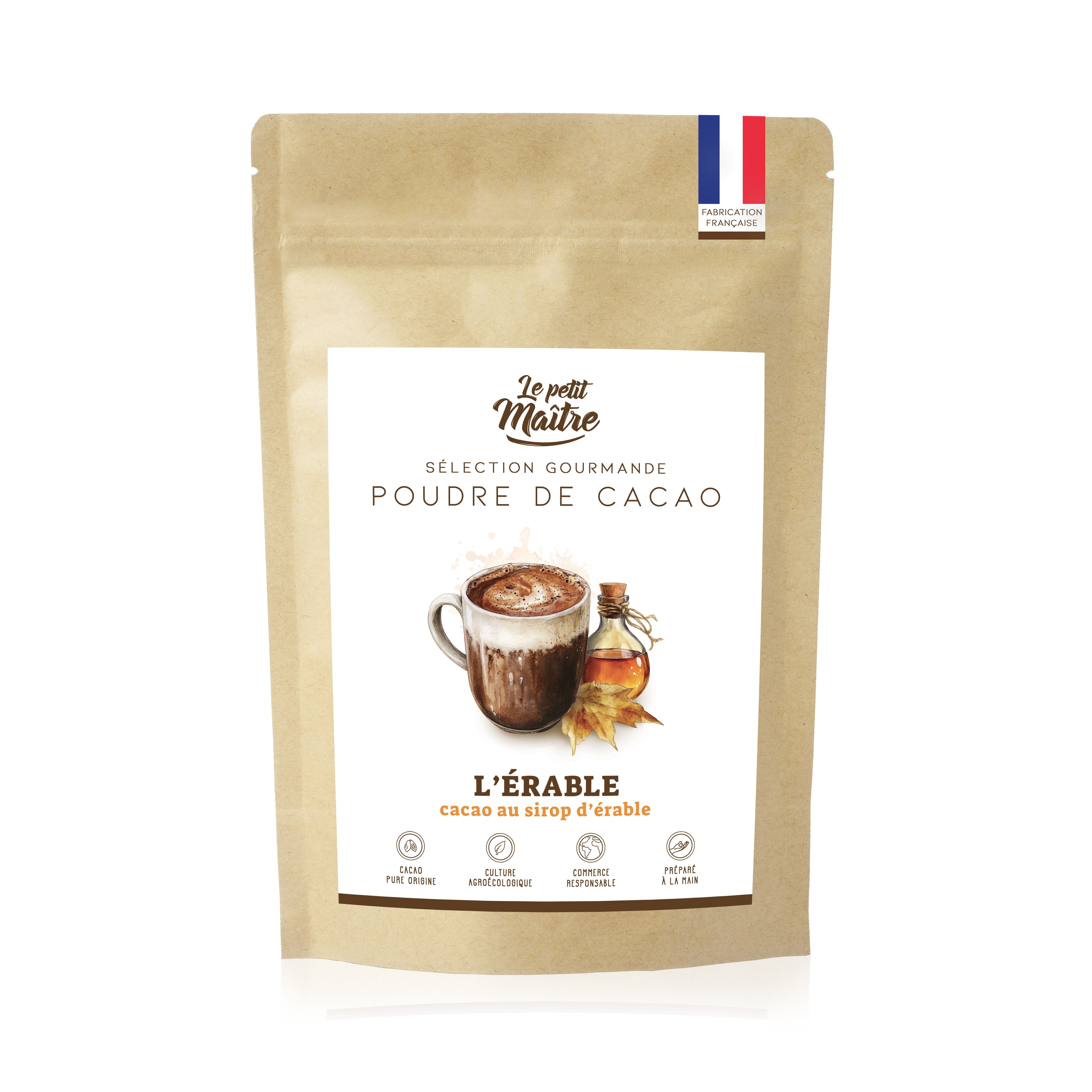 Poudre de cacao  pour chocolat chaud au sirop d'érable