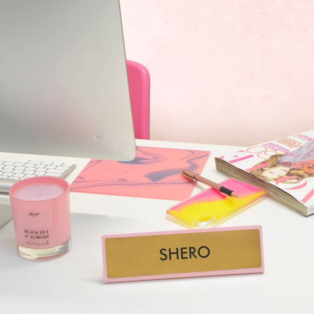 Señal de placa de escritorio Shero