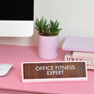 Letrero de placa de escritorio Office Fitness Expert