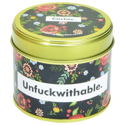 Cactus Unfuckwithable Dark Floral Print Tin Candle