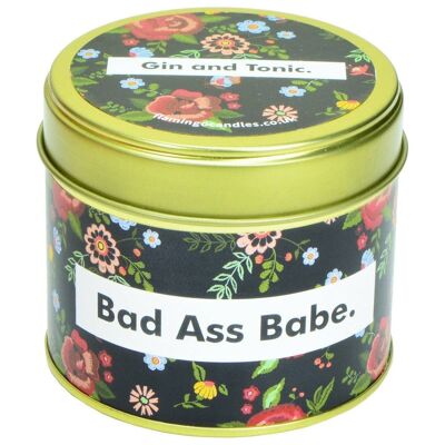 Gin & Tonic Bad Ass Babe Vela en lata con estampado floral oscuro
