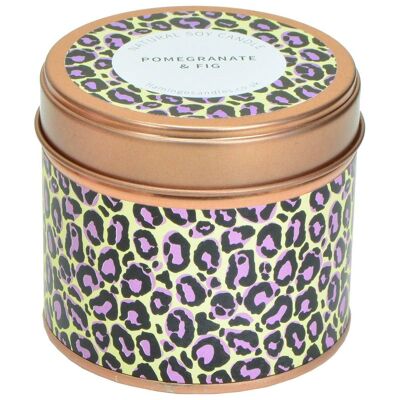 Pomegranate & White Fig Leopard Print Tin Candle