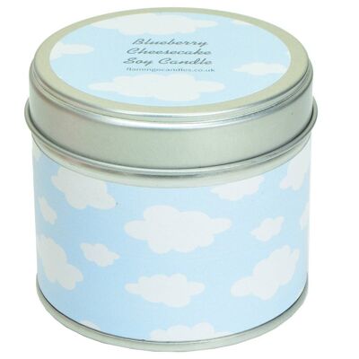 Candela di latta con stampa Blue Sky Cheesecake ai mirtilli