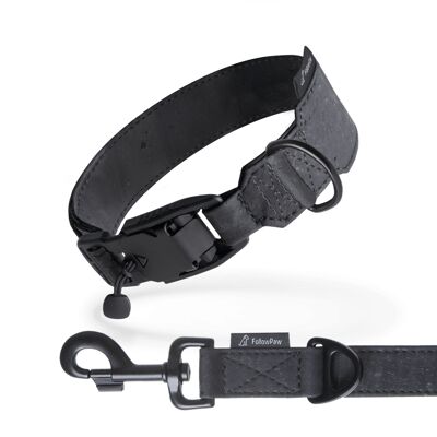 FollowPaw AirTag Collar + Lead (Set) - AllBlack - Collar S | 28-35 cm | 11-14 in. Neck