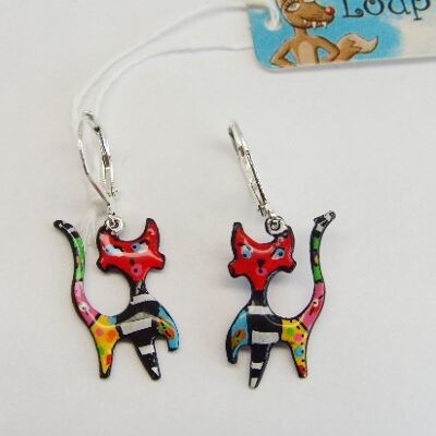 Long earrings "cat tail in the air" multicolored