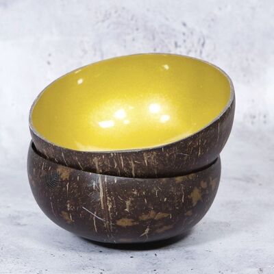 Golden lacquered coconut bowl by MonJoliBol