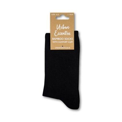 Unisex Comfort Cuff Black Bamboo Socks