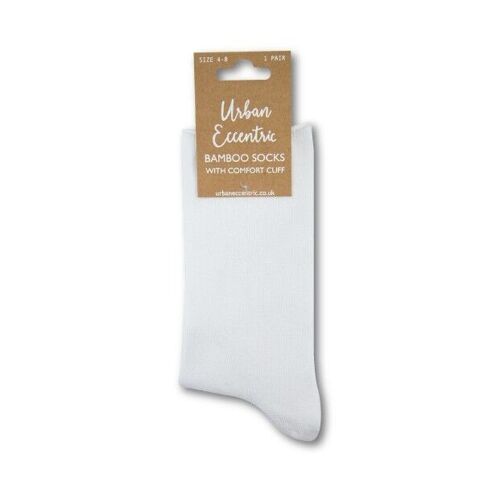 Unisex Comfort Cuff White Bamboo Socks