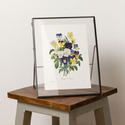 Pansy bouquet A5 size art print, vintage-style botanical home decor