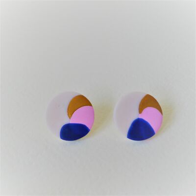 Colourful Abstract Stud Earrings (Blue)