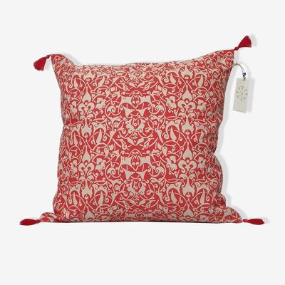 Cushion cover ethnic beige / atomic red - 50 x 50