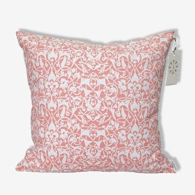 White / bright pink ethnic cushion cover - 50 x 50