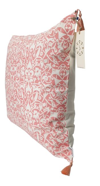 Housse de coussin ethnique blanc / rose vif - 50 x 50 2