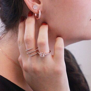 Bague Cushy : Or Rosé et Cristal 2