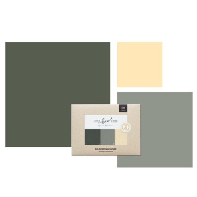 Beeswax Cloth Linen Edition Starter Set (“L/M/S”) – gray green