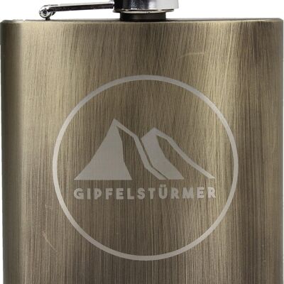Hip flask made of stainless steel with a bronze look, summiteer