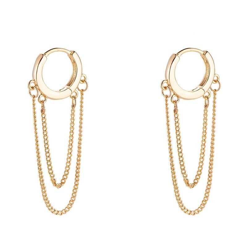 Mini orecchini a cerchio a doppia catena