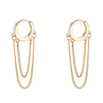 Double chain mini hoop earrings