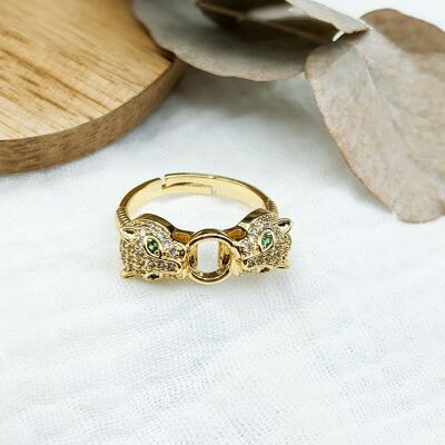Cubic Zirconia Panther Adjustable Ring