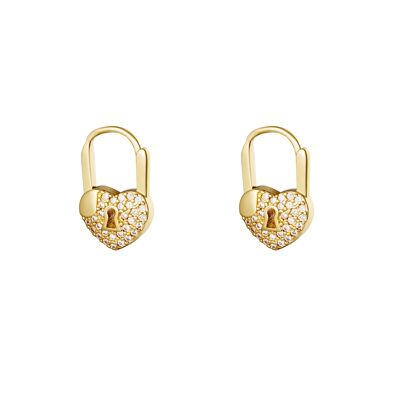 Padlock heart mini hoop earrings