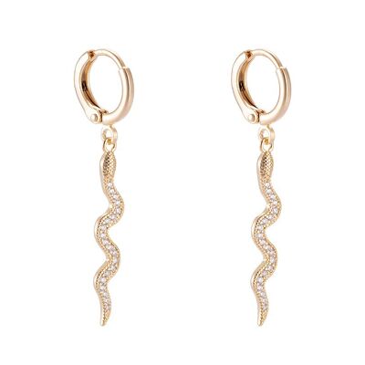 Mini hoop earrings with snake pendant