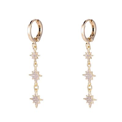 Pendientes mini aro con estrellas de circonitas