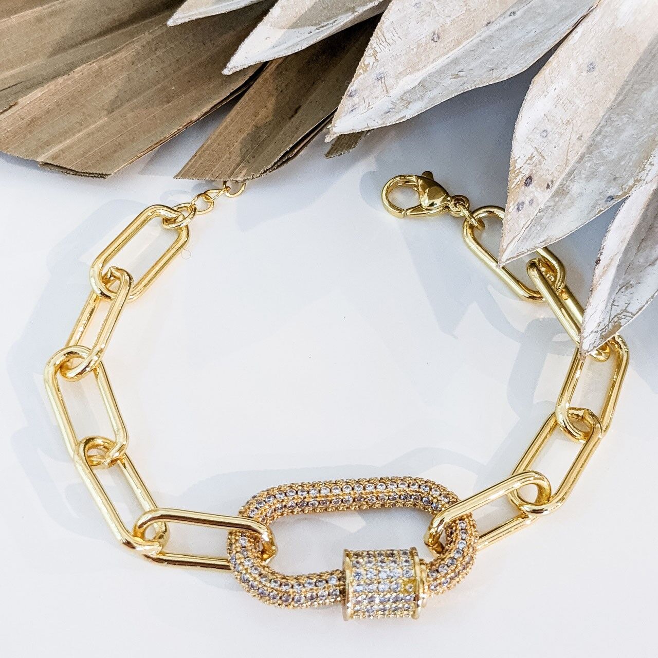 Bracciale con lucchetto in zirconia XL