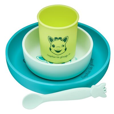 Sophie the giraffe silicone meal set in white-red gift box