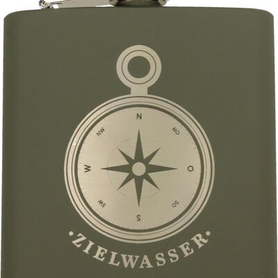 Army-style stainless steel hip flask, target water