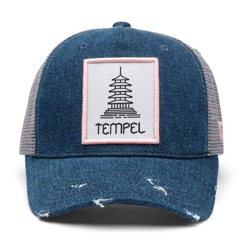 Tokyo Time Temple Cap - Denim Blue/Pink