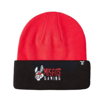 Tokyo Time "Misfits Gaming" Collab Beanie Hat - Black/Red