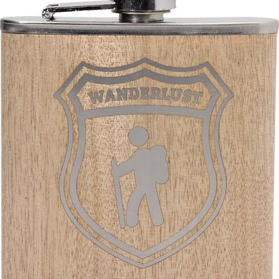Flask made of stainless steel with real wood casing, Wanderlust