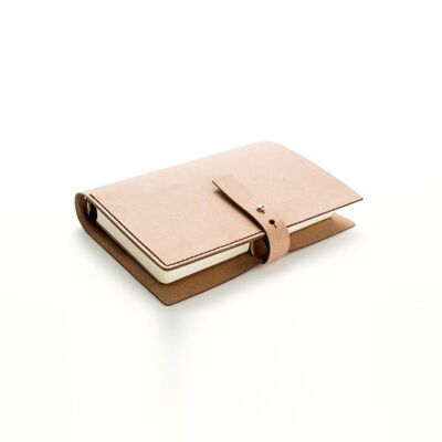Cuaderno A6 de cuero reciclado - Crema