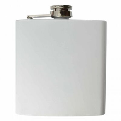 Hip flask made of stainless steel in white