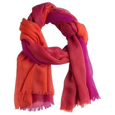 Checkered cashmere shawl fuchsia/coral