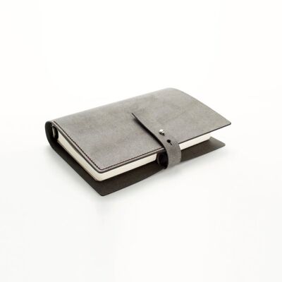 Cuaderno A7 de cuero reciclado gris