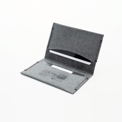 Double card holder in recycled leather - Gray