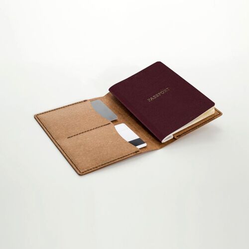 Porte passeport en cuir recyclé - Crème