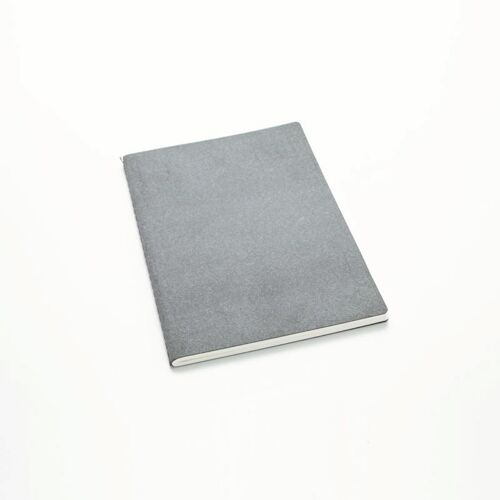 Carnet de note cuir recyclé A5 - Pages blanches - Gris
