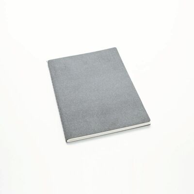 Recycled leather notebook A5 - White pages - Gray