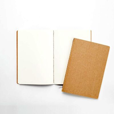 Cuaderno de cuero reciclado A7 - Páginas cuadradas - Crema