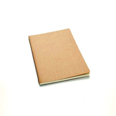 Libreta A7 de piel reciclada - Páginas forradas - Marfil