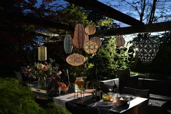 Lanterne Led Durable Décoration Jardin Ikat Diamant - 28 cm - Taupe 5