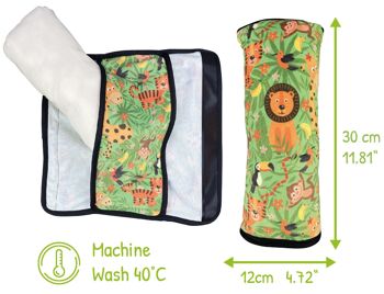 Oreiller de couchage de voiture motif jungle pour enfants filles garçons - lavable en machine - doux et doux - coussin de ceinture de voiture, protège-ceinture, siège d'appoint de protection de ceinture, coussin de voiture, coussin de voyage, vacances 2