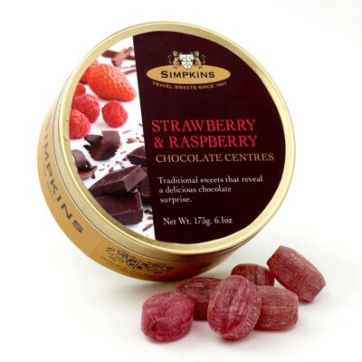 Schokoladenzentrierte Erdbeer- und Himbeertropfen