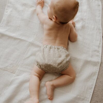 Bloomers bébé en lin, culottes pour enfants, sous-vêtements nouveau-nés, couvre-couche - blanc non teint