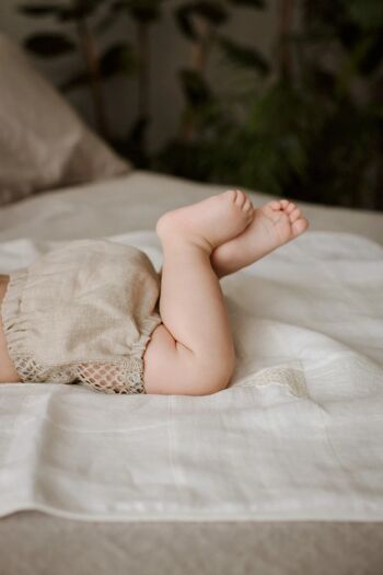 Sous-vêtements nouveau-nés, culottes bébé, bloomers bébé lin - blanc non teint 1