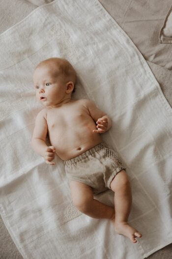 Sous-vêtements nouveau-nés, culottes bébé, bloomers bébé lin - blanc non teint 3