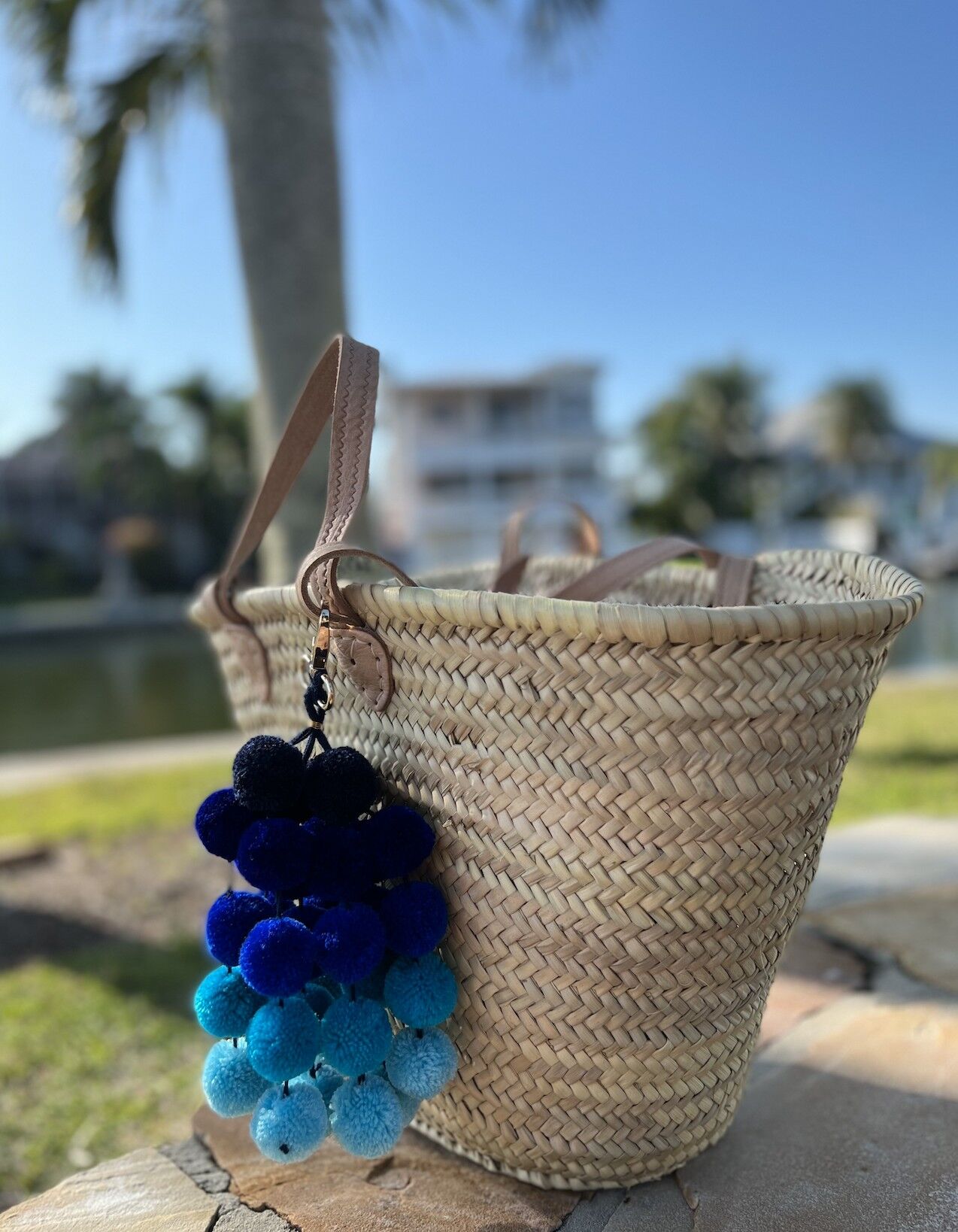 Ciondolo per borsa Pom Pom Ombre blu