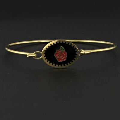 Bracelet jonc médaillon doré